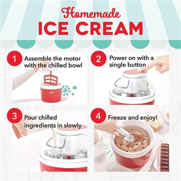 Ice Cream Maker for Gelato, Sorbet, Frozen Yogurt + Ice Pops, with Mixing Bowl - Picture 4 of 5